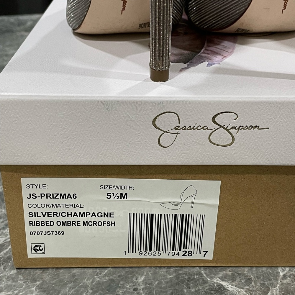 Jessica Simpson Prizma metallic silver Heels pumps “Cinderella” shoes Size 5.5 - Picture 7 of 11
